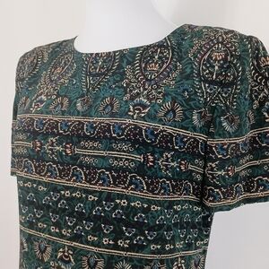 Vintage 90s Liz Claiborne Women's Hunter Green Silk Midi Dress size 4 Classic